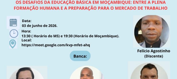 (Português do Brasil) CONVITE: Defesa Pública de Dissertação Online FELÍCIO AGOSTINHO.