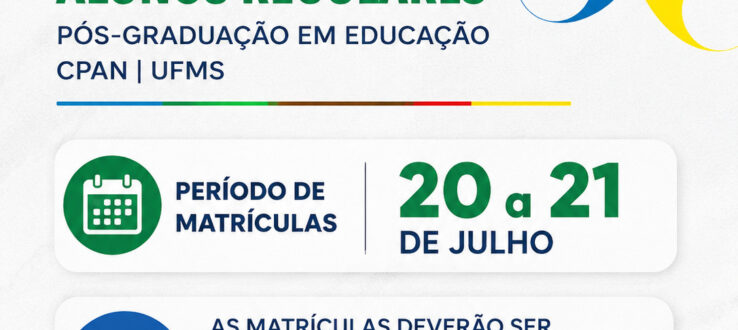 (Português do Brasil) Estudantes regulares devem realizar matrícula no SISCAD nos dias 20 e 21 de julho.
